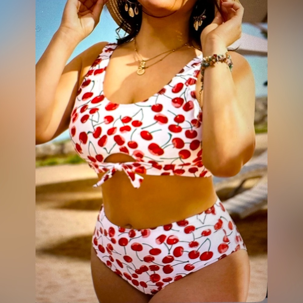 🍒 Cherry Print Bikini Plus NEW xxx OR  1X
